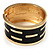 Gold Plated Wide Black Enamel Hinged Bangle Bracelet - view 5