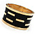 Gold Plated Wide Black Enamel Hinged Bangle Bracelet - view 9
