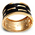 Gold Plated Wide Black Enamel Hinged Bangle Bracelet - view 10