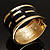 Gold Plated Wide Black Enamel Hinged Bangle Bracelet - view 8