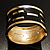 Gold Plated Wide Black Enamel Hinged Bangle Bracelet - view 2