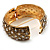 Antique Gold Crystal Hinged Bangle Bracelet - view 3