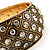 Antique Gold Crystal Hinged Bangle Bracelet - view 4