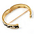 Black & White Crystal Pattern Hinged Bangle Bracelet (Gold Tone) - view 6