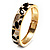 Black & White Crystal Pattern Hinged Bangle Bracelet (Gold Tone) - view 8