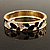 Black & White Crystal Pattern Hinged Bangle Bracelet (Gold Tone) - view 2