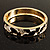 Black & White Crystal Pattern Hinged Bangle Bracelet (Gold Tone) - view 10