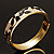 Black & White Crystal Pattern Hinged Bangle Bracelet (Gold Tone) - view 11