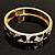 Black & White Crystal Pattern Hinged Bangle Bracelet (Gold Tone) - view 12