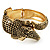 Vintage Crocodile Hinged Bangle Bracelet (Antique Gold Tone) - view 4