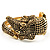 Vintage Crocodile Hinged Bangle Bracelet (Antique Gold Tone) - view 3
