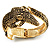 Vintage Crocodile Hinged Bangle Bracelet (Antique Gold Tone) - view 14