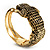 Vintage Crocodile Hinged Bangle Bracelet (Antique Gold Tone) - view 10