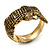 Vintage Crocodile Hinged Bangle Bracelet (Antique Gold Tone) - view 6