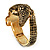 Vintage Crocodile Hinged Bangle Bracelet (Antique Gold Tone) - view 5