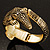Vintage Crocodile Hinged Bangle Bracelet (Antique Gold Tone) - view 2
