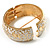 Wide White Enamel Floral Pattern Hinged Bangle Bracelet (Gold Plated) - view 8