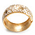 Wide White Enamel Floral Pattern Hinged Bangle Bracelet (Gold Plated) - view 10