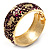 Wide Deep Purple Enamel Floral Pattern Hinged Bangle Bracelet (Gold Plated) - view 4