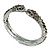 Vintage Diamante Snake Hinged Bangle Bracelet (Antique Silver) - view 2