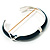 Teal Enamel Crystal Cross Hinged Bangle Bracelet (Silver Tone) - view 6