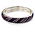 Stripy Purple Enamel Hinged Bangle Bracelet (Silver Tone) - view 5