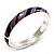 Stripy Purple Enamel Hinged Bangle Bracelet (Silver Tone) - view 9