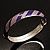 Stripy Purple Enamel Hinged Bangle Bracelet (Silver Tone) - view 13