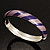 Stripy Purple Enamel Hinged Bangle Bracelet (Silver Tone) - view 8