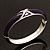 Purple Enamel Crystal Cross Hinged Bangle Bracelet (Silver Tone) - view 6