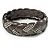 Black Textured Braided Hinged Bangle Bracelet - view 2