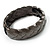 Black Textured Braided Hinged Bangle Bracelet - view 6