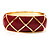 Wide Red Enamel Ornamental Hinged Bangle Bracelet (Gold Tone) - view 8