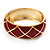 Wide Red Enamel Ornamental Hinged Bangle Bracelet (Gold Tone) - view 4