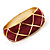 Wide Red Enamel Ornamental Hinged Bangle Bracelet (Gold Tone) - view 11