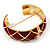 Wide Red Enamel Ornamental Hinged Bangle Bracelet (Gold Tone) - view 5