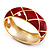 Wide Red Enamel Ornamental Hinged Bangle Bracelet (Gold Tone) - view 10
