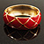 Wide Red Enamel Ornamental Hinged Bangle Bracelet (Gold Tone) - view 2