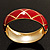 Wide Red Enamel Ornamental Hinged Bangle Bracelet (Gold Tone) - view 15
