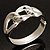Rhodium Plated Knot Hinged Bangle Bracelet - view 14