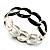 'Oval Link Chain' Black Enamel Hinged Bangle Bracelet (Silver Tone) - view 9