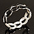 'Oval Link Chain' Black Enamel Hinged Bangle Bracelet (Silver Tone) - view 17