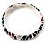 Thin Multicoloured Enamel Hinged Bangle Bracelet (Silver Tone) - view 12