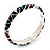 Thin Multicoloured Enamel Hinged Bangle Bracelet (Silver Tone) - view 13