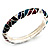 Thin Multicoloured Enamel Hinged Bangle Bracelet (Silver Tone) - view 6