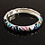 Thin Multicoloured Enamel Hinged Bangle Bracelet (Silver Tone) - view 4