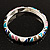 Thin Multicoloured Enamel Hinged Bangle Bracelet (Silver Tone) - view 5