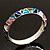 Thin Multicoloured Enamel Hinged Bangle Bracelet (Silver Tone) - view 8