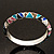 Thin Multicoloured Enamel Hinged Bangle Bracelet (Silver Tone) - view 9