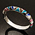 Thin Multicoloured Enamel Hinged Bangle Bracelet (Silver Tone) - view 2